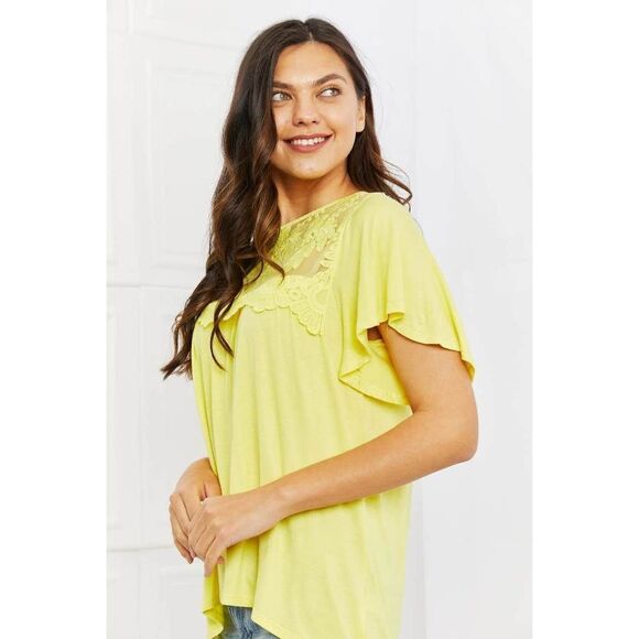 Culture Code Ready To Go Full Size Lace Embroidered Top In Yellow Mousse - Picture 5 of 5